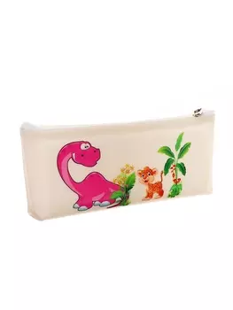 Пенал школьный на молнии Calligrata «Зверушки», с рисунком, бежевый