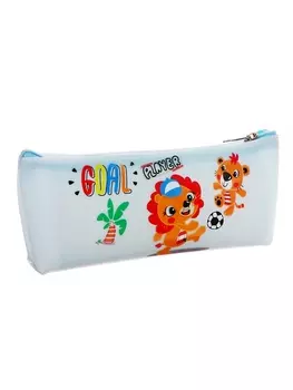 Пенал школьный на молнии Calligrata «Зверушки», с принтом, голубой