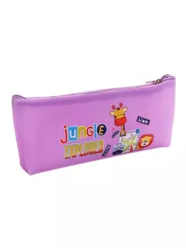 Пенал школьный на молнии Calligrata «Зверушки», с принтом, сиреневый