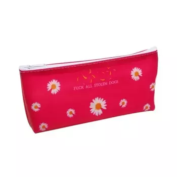 Пенал школьный "Ромашки", на молнии, красный