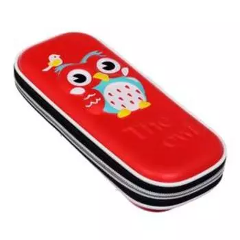 Пенал школьный "Сова" на молнии, красный