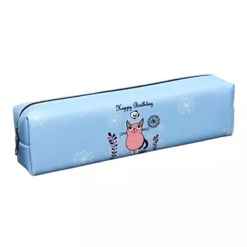 Пенал школьный "Зверьки", на молнии, синий