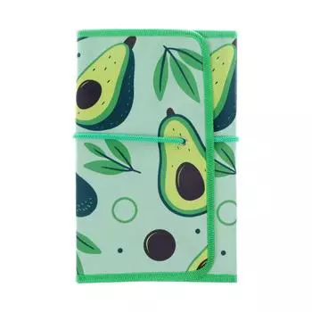 Пенал-скрутка мягкий 220 х 430 мм, на шнуровке, на 37 предметов, ПНШ-1 "Авокадо и листья"