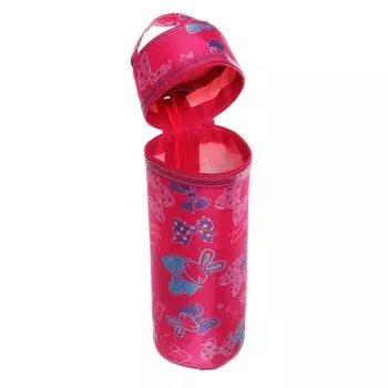 Пенал - тубус школьный на молнии "Бантики" малиновый