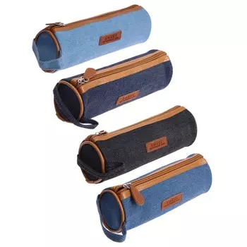 Пенал-тубус школьный на молнии "Джинс", МИКС