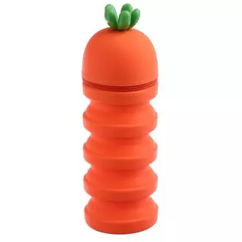 Пенал-тубус складной школьный на молнии силиконовый "Морковка", оранжевый