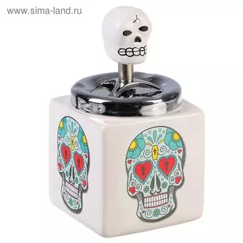 Пепельница бездымная "Череп", 8.5 х 16 см, микс
