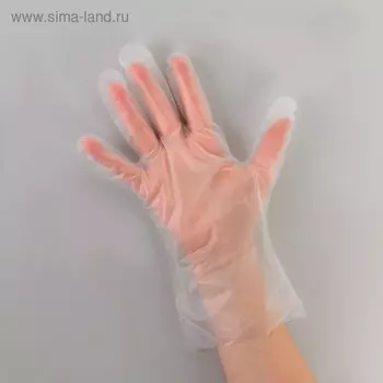 Перчатки A.D.M. одноразовые, размер M, ТПЭ, 100 шт/уп