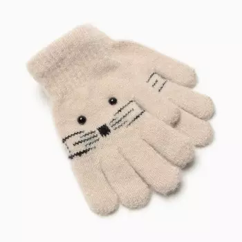 Перчатки детские, цвет бежевый, размер 14-15 (4-8 лет)