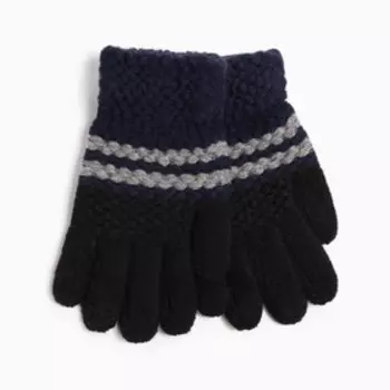 Перчатки детские, цвет чёрный/тёмно-синий, размер 17 (10-12 лет)