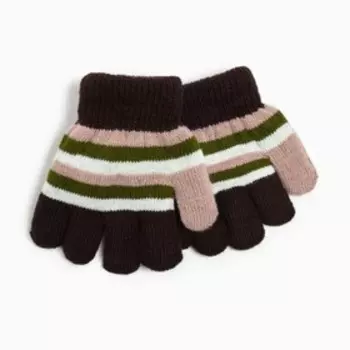 Перчатки детские, цвет коричневый/розовый, размер 14 (4-6 лет)