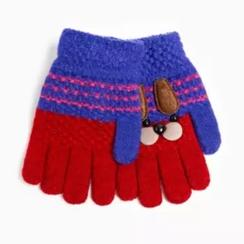 Перчатки детские, цвет красный/синий, размер 15 (6-7 лет)