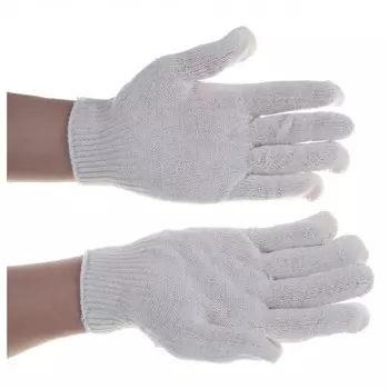 Перчатки, х/б, без покрытия, вязка класс 10, белые