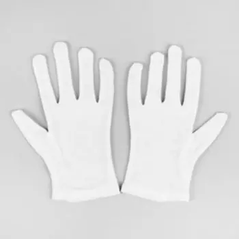 Перчатки хлопковые, размер S, пара, фасовка 12 шт, цвет белый