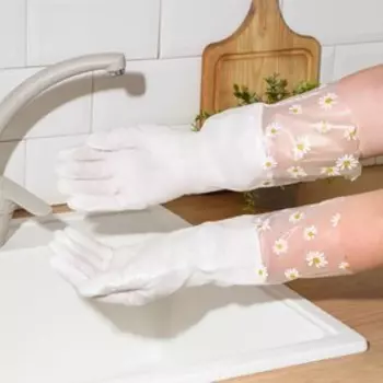 Перчатки хозяйственные Raccoon с манжетой и подкладом, ПВХ, 110 г, размер L, 40 см, белые