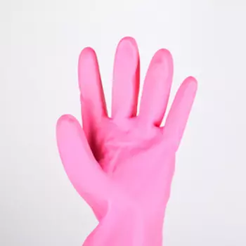 Перчатки хозяйственные защитные Доляна, суперпрочные, размер L, ПВХ, 85 гр, цвет розовый