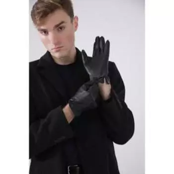 Перчатки мужские, размер 10, подклад шерсть, цвет чёрный
