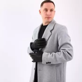 Перчатки мужские, размер 12, с подкладом, цвет чёрный