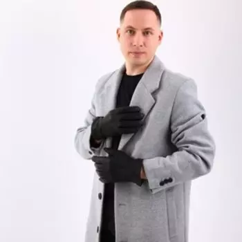 Перчатки мужские, размер 12, с подкладом, цвет чёрный