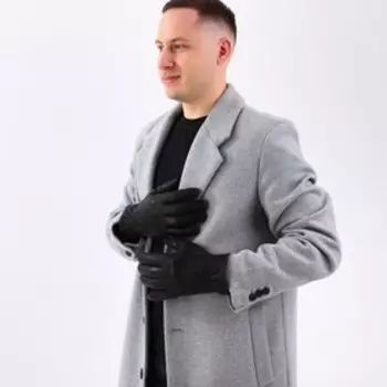 Перчатки мужские, размер 12, с подкладом, цвет чёрный