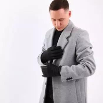 Перчатки мужские, размер 12, с подкладом, цвет чёрный