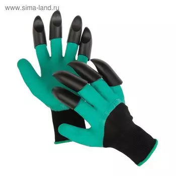 Перчатки нейлоновые «Землеройки», латексное покрытие, с когтями, размер 10, зелёные