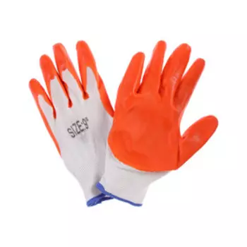 Перчатки садовые, нейлоновые, с нитриловым полуобливом, размер 10, оранжевые, Greengo