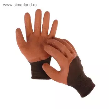 Перчатки садовые, нейлоновые, с покрытием из вспененного латекса, размер 9, МИКС, Greengo