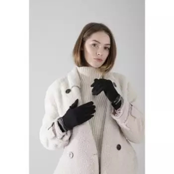 Перчатки женские, размер 7.5, без утеплителя, цвет чёрный