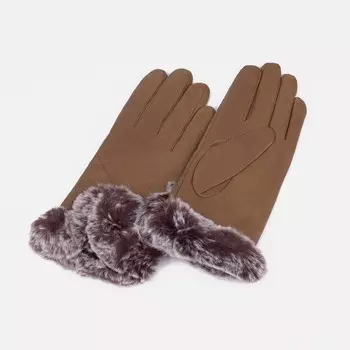 Перчатки женские, размер 7.5, с утеплителем, цвет бежевый