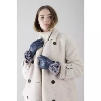 Перчатки женские, размер 7.5, с утеплителем, цвет синий