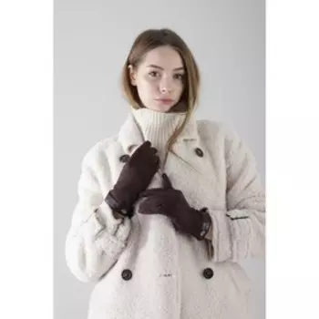 Перчатки женские, размер 8.5, без утеплителя, цвет коричневый