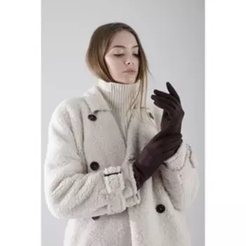 Перчатки женские, размер 8.5, без утеплителя, цвет коричневый