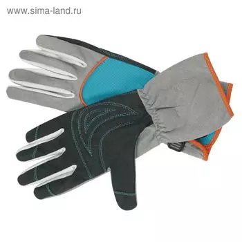 Перчатки текстильные садовые, с замшевыми ладонями, размер 7, серые, GARDENA