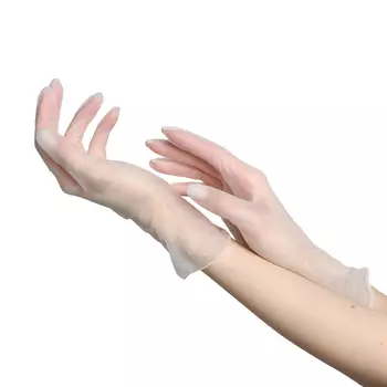 Перчатки виниловые, неопудренные, нестерильные, размер S, 50 пар, прозрачные