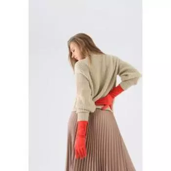 Перчатки женские, безразмерные, без утеплителя, цвет красный