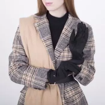 Перчатки женские, безразмерные, с утеплителем, цвет чёрный