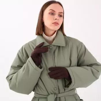 Перчатки женские, безразмерные, с утеплителем, цвет коричневый