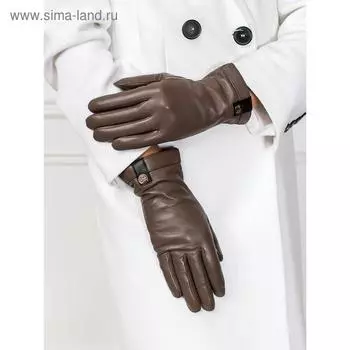 Перчатки женские п/ш LB-4808 цвет св.серо-корич./коричневый, размер 6