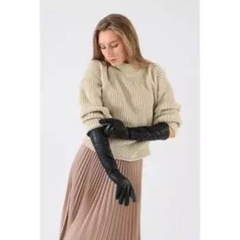 Перчатки женские, размер 7, без утеплителя, цвет чёрный