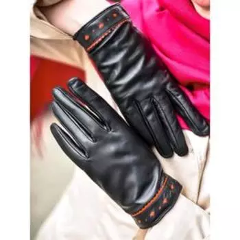 Перчатки женские, размер 7, цвет чёрный-красный