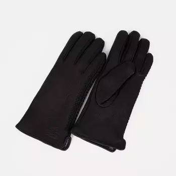 Перчатки женские, размер 7, с подкладом, цвет чёрный