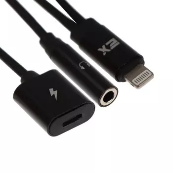 Переходник Exployd EX-AD-761, с Lightning на Jack 3.5 и Lightning, черный