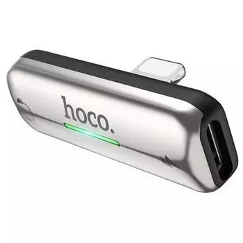 Переходник Hoco LS27, с Lightning на 2xLightning, 2 А, пластик, цвет металлик