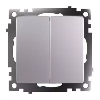 Переключатель STEKKER серия Катрин, 2 клавиши, 250 В, 10 А, серебро, GLS10-7107-03