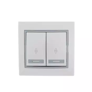 Переключатель проходной LEZARD 701-0215-106 Mira, 2 клавиши, СП, 10А, цвет белый