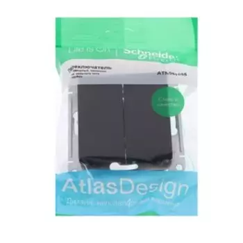 Переключатель проходной SE ATLASDESIGN, 10 А, 2 клавиши, IP20, скрытый, цвет кар., ATN001065