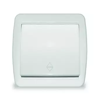 Переключатель проходной UNIVersal К2230 Клио, 1 клавиша, ОП, 10А, IP44, цвет белый