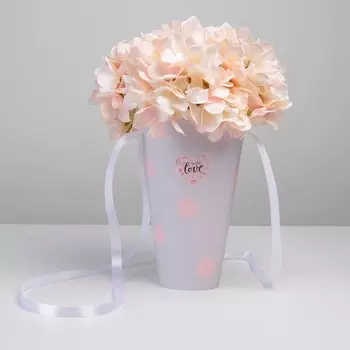 Переноска для цветов круглая на лентах «With love», 15 23.3 7.5 см, 15 см
