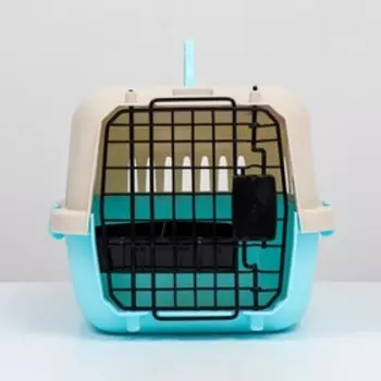 Переноска для животных "Мур-Мяу" бежево-синяя